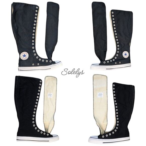 Converse 2012 OG XXHI Knee High Black Canvas Sneaker Boot Bundle 7.5 RARE NEW - Picture 10 of 12